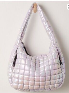 FREE PEOPLE Movement Limited Edition Iridescent Quilted Carryall Bag Abalone